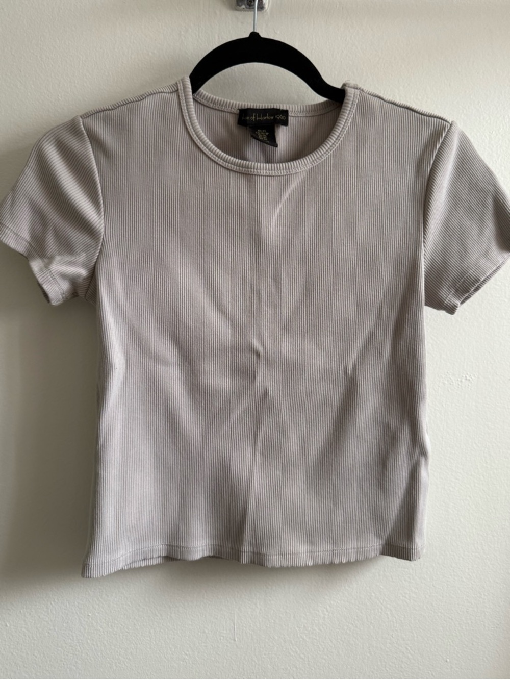 House of Harlow 1960 Ribbed Short Sleeve Tee - Light Grey- Size XS